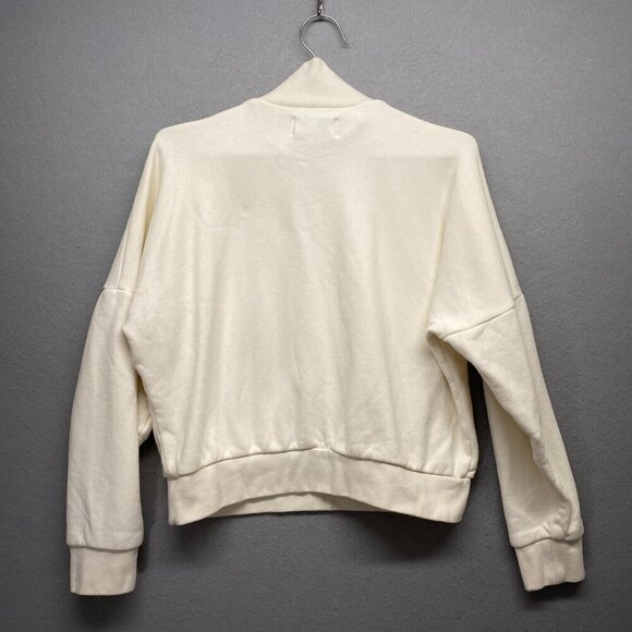 Odeyalo Sweatshirt Womens Small Cream Quarter Zip Soft Cotton Oversized - Picture 13 of 13